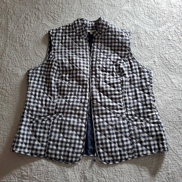 Navy Checkered Summer Vest - Picture 1 of 4